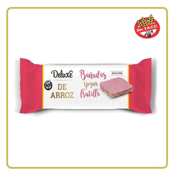 GALLETAS DE ARROZ BAÑADAS - YOGUR FRUTILLA 115gr DELUXE (LIBRE DE GLÚTEN)