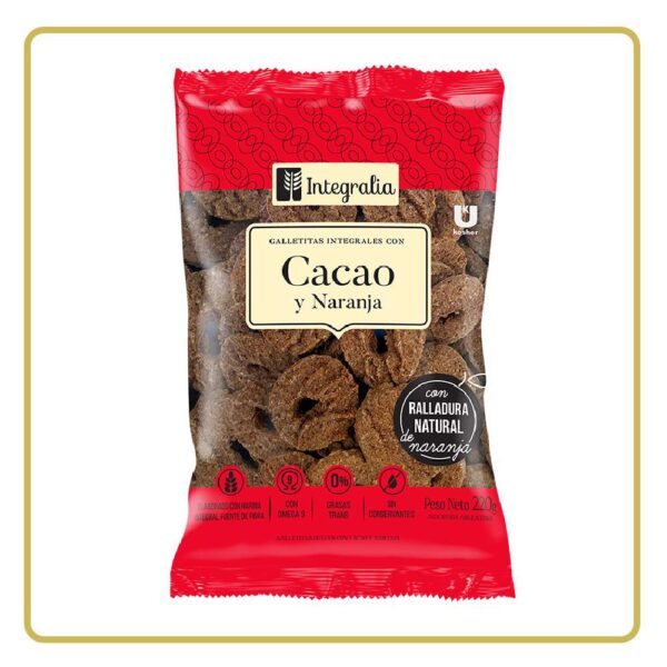 GALLETITAS ANILLO CACAO Y NARANJA 220gr INTEGRALIA
