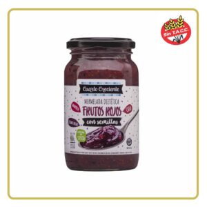 MERMELADA DIETETICA CON SEMILLA  SABOR FRUTOS ROJOS 400gr CUARTO CRECIENTE (LIBRE DE GLÚTEN)