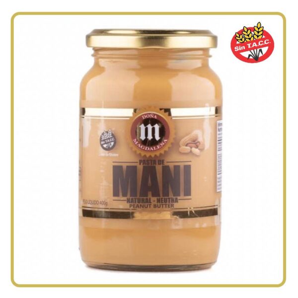PASTA DE MANI NATURAL  400gr DOÑA MAGDALENA(LIBRE DE GLÚTEN)