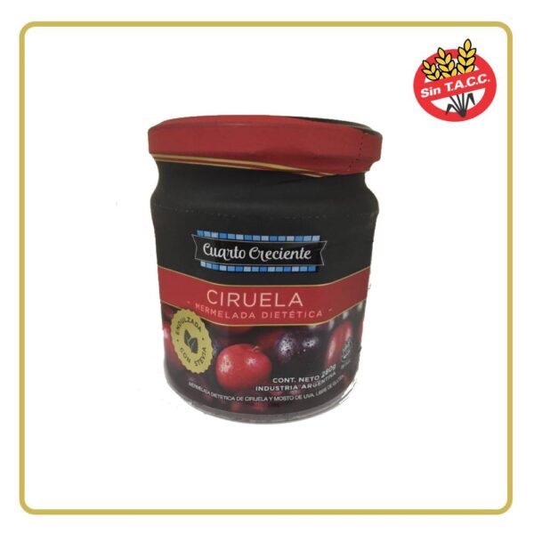 MERMELADA DIETÉTICA DE CIRUELA CON STEVIA 300gr CUARTO CRECIENTE (LIBRE DE GLÚTEN)